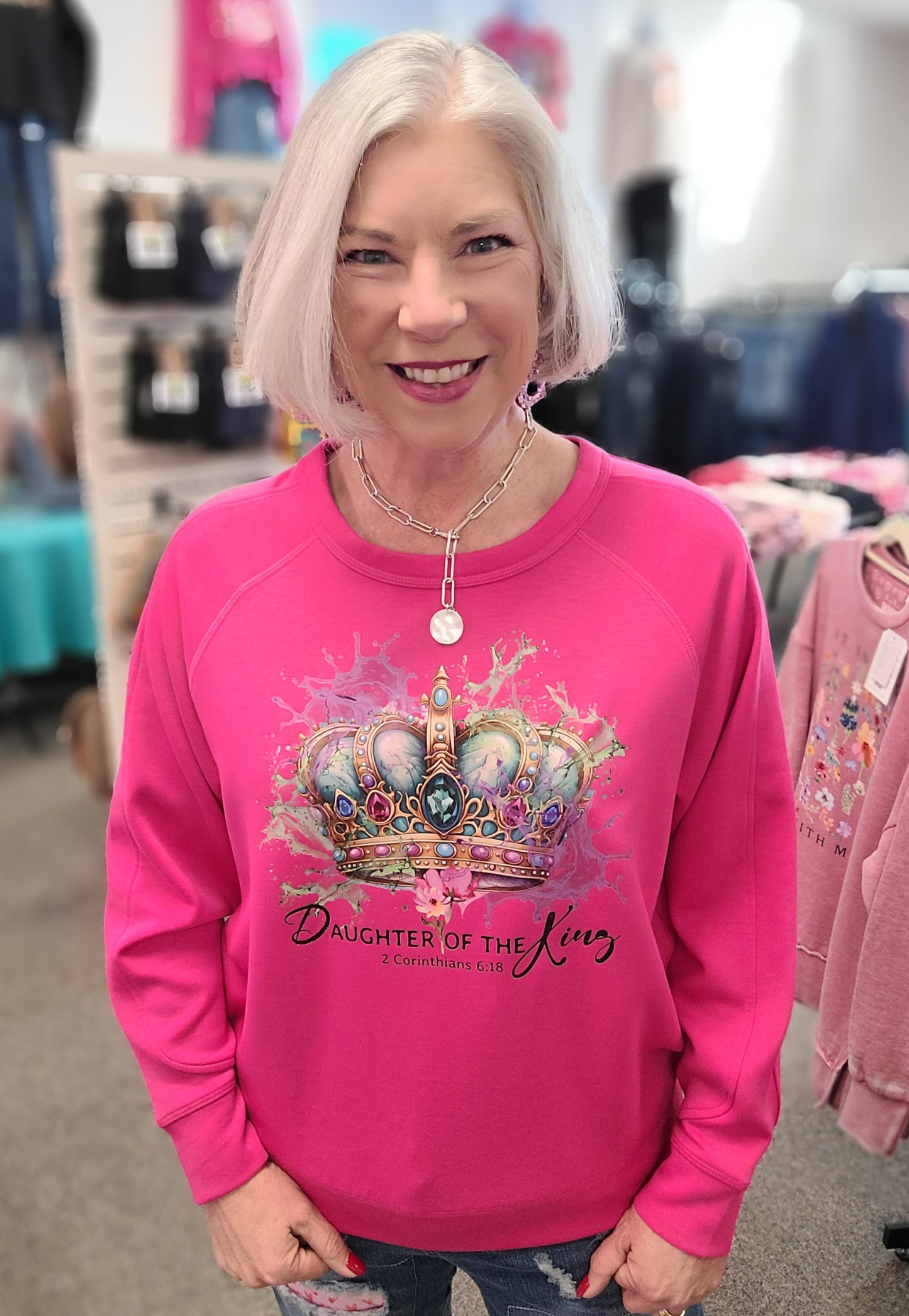 Daughter of the King Scuba Pullover Fuchsia