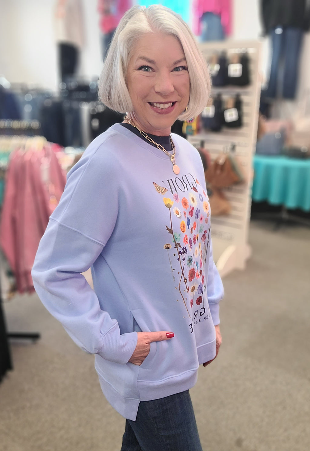 Grow In His Grace Spring Blue Fleece Pullover