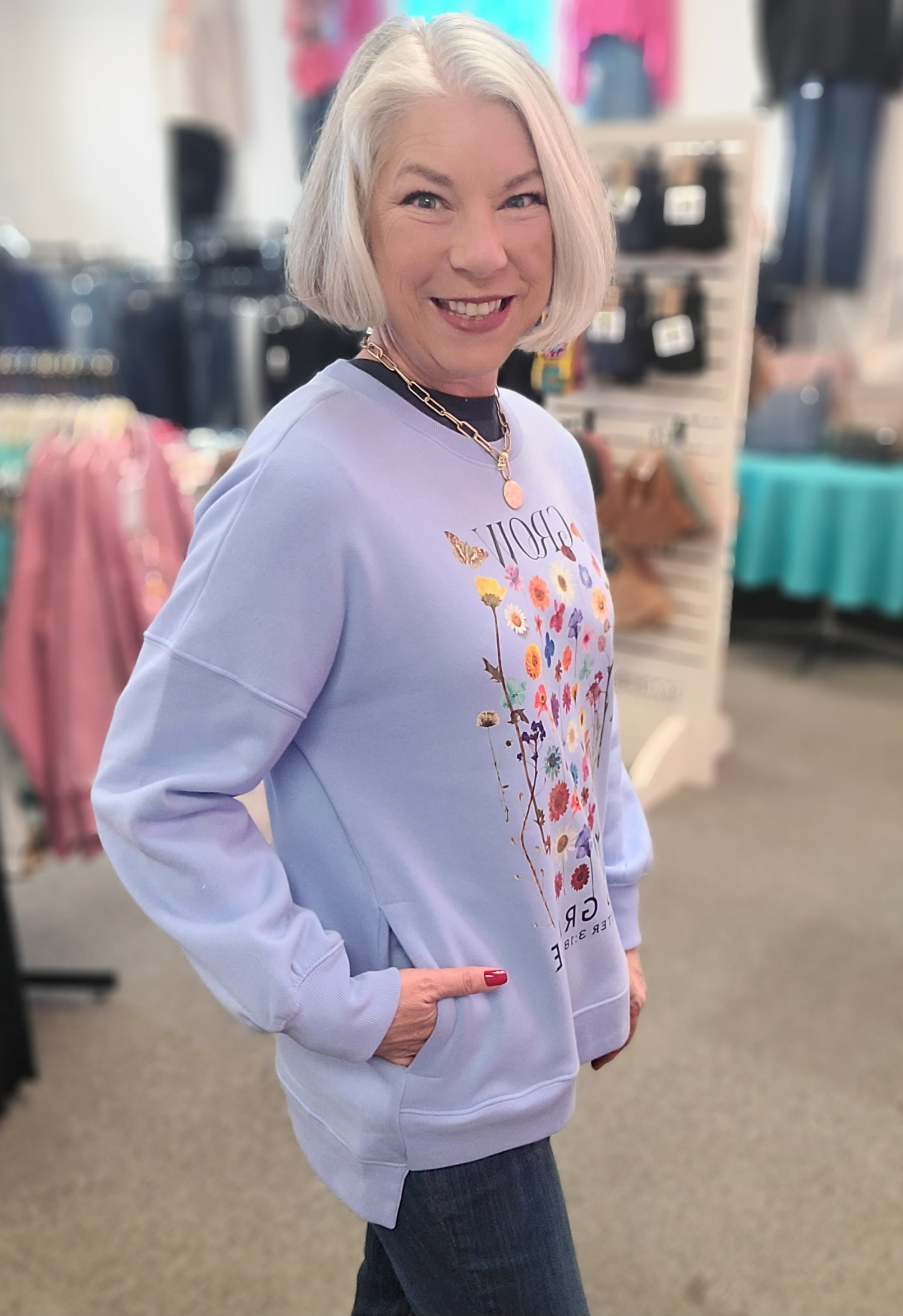 Grow In His Grace Spring Blue Fleece Pullover