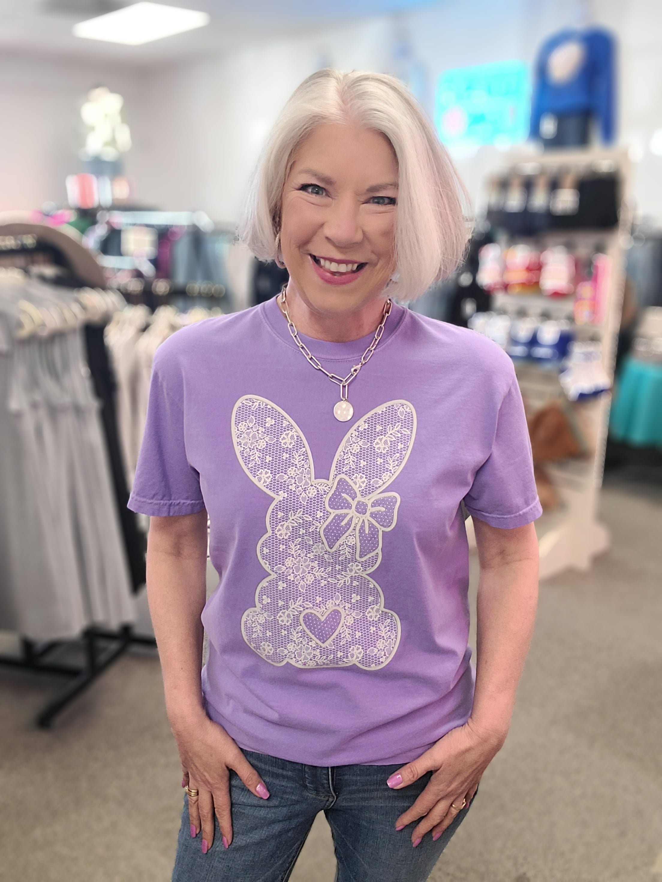 Lace Bunny Comfort Colors Violet Tee