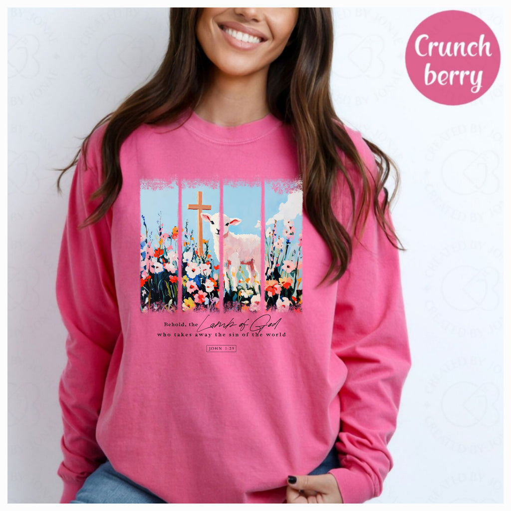 Lamb of God Long Sleeve Crunchberry Comfort Colors Tee