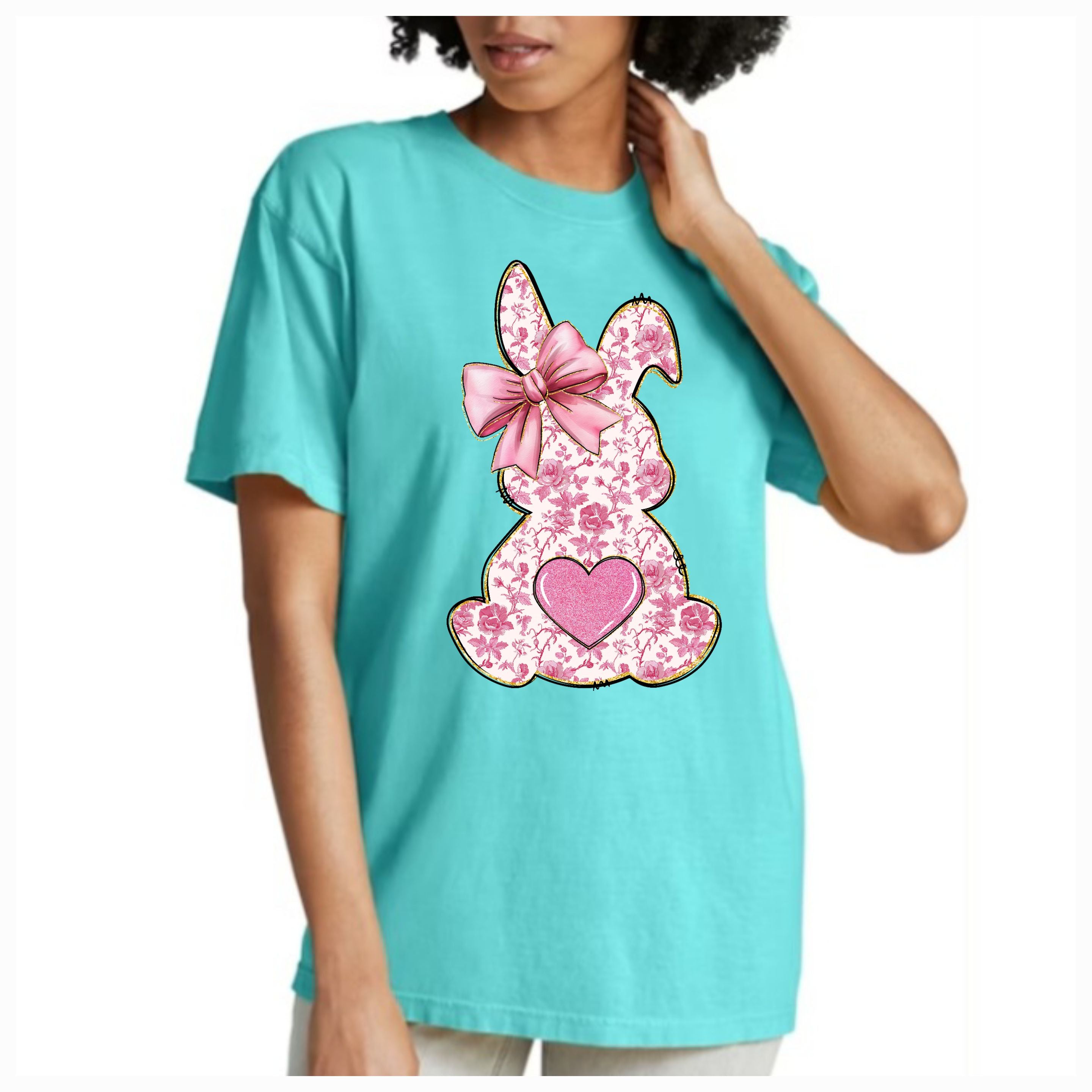 Pink Toile Bunny Comfort Colors Tee