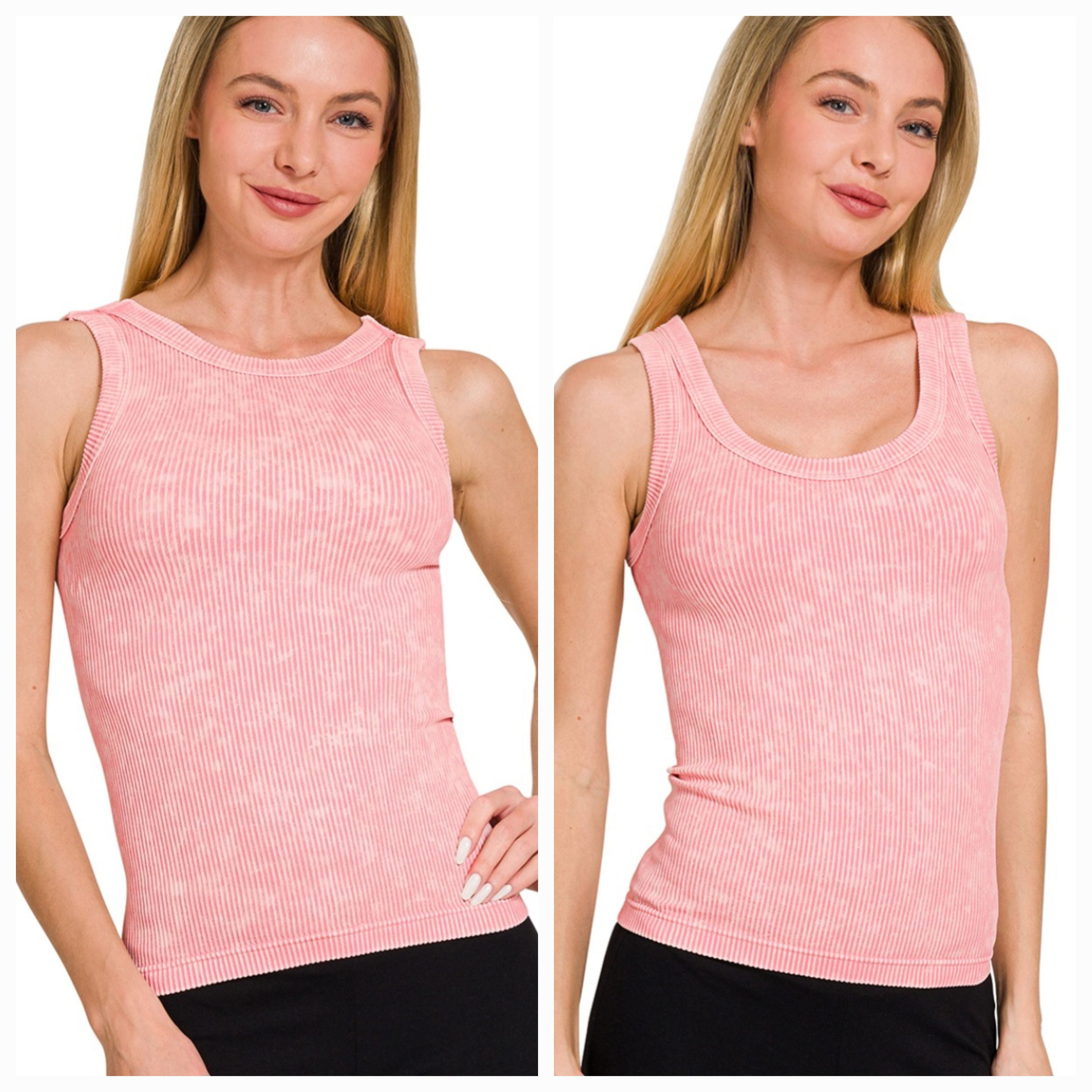 Ribbed Reversible Pink Tank Top