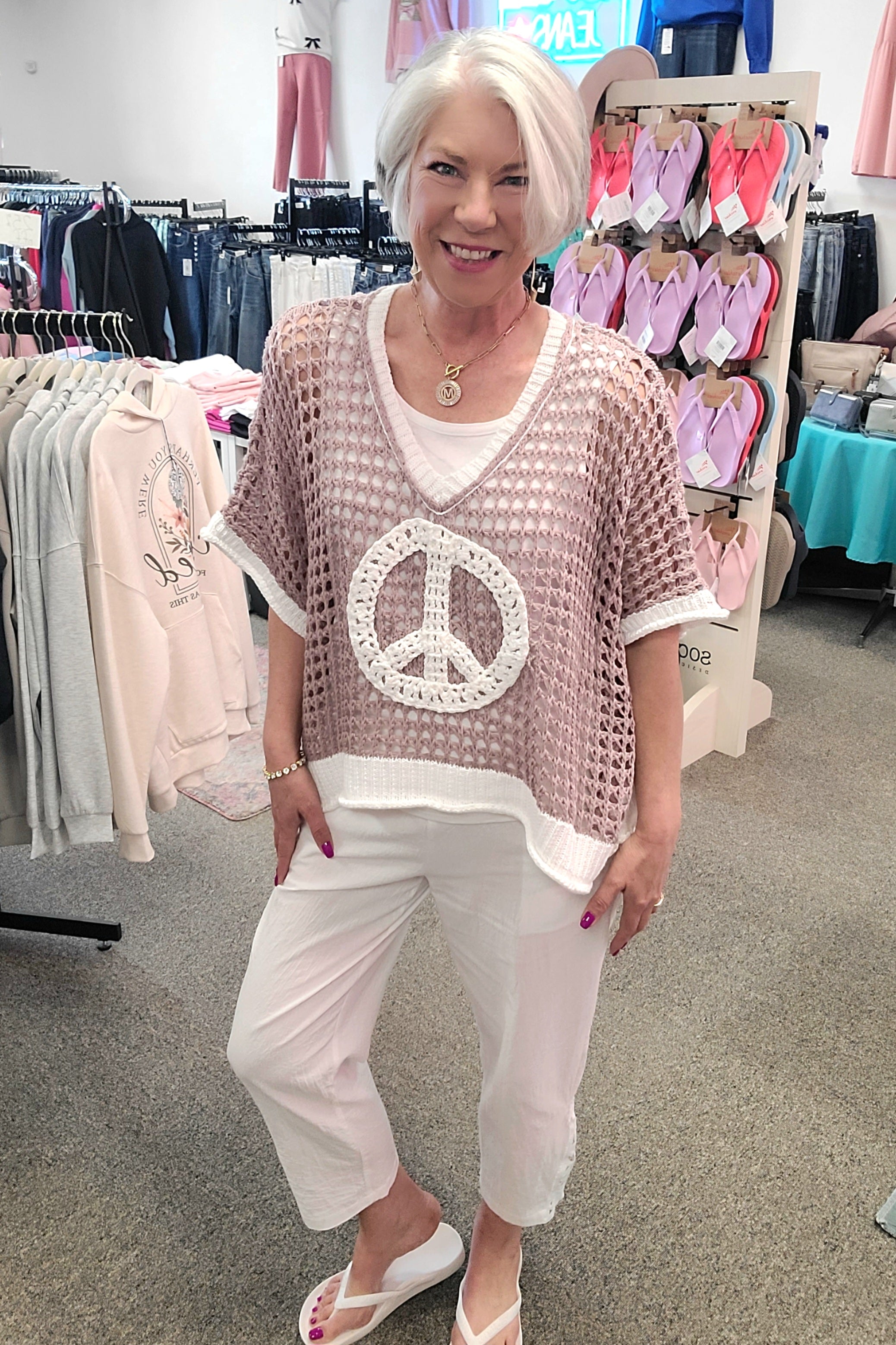 White Cotton Crochet Crop Pant