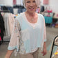 POL Crochet Floral Top Baby Blue