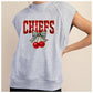Faux Sequin Chiefs French Terry Sleeveless Hoodie