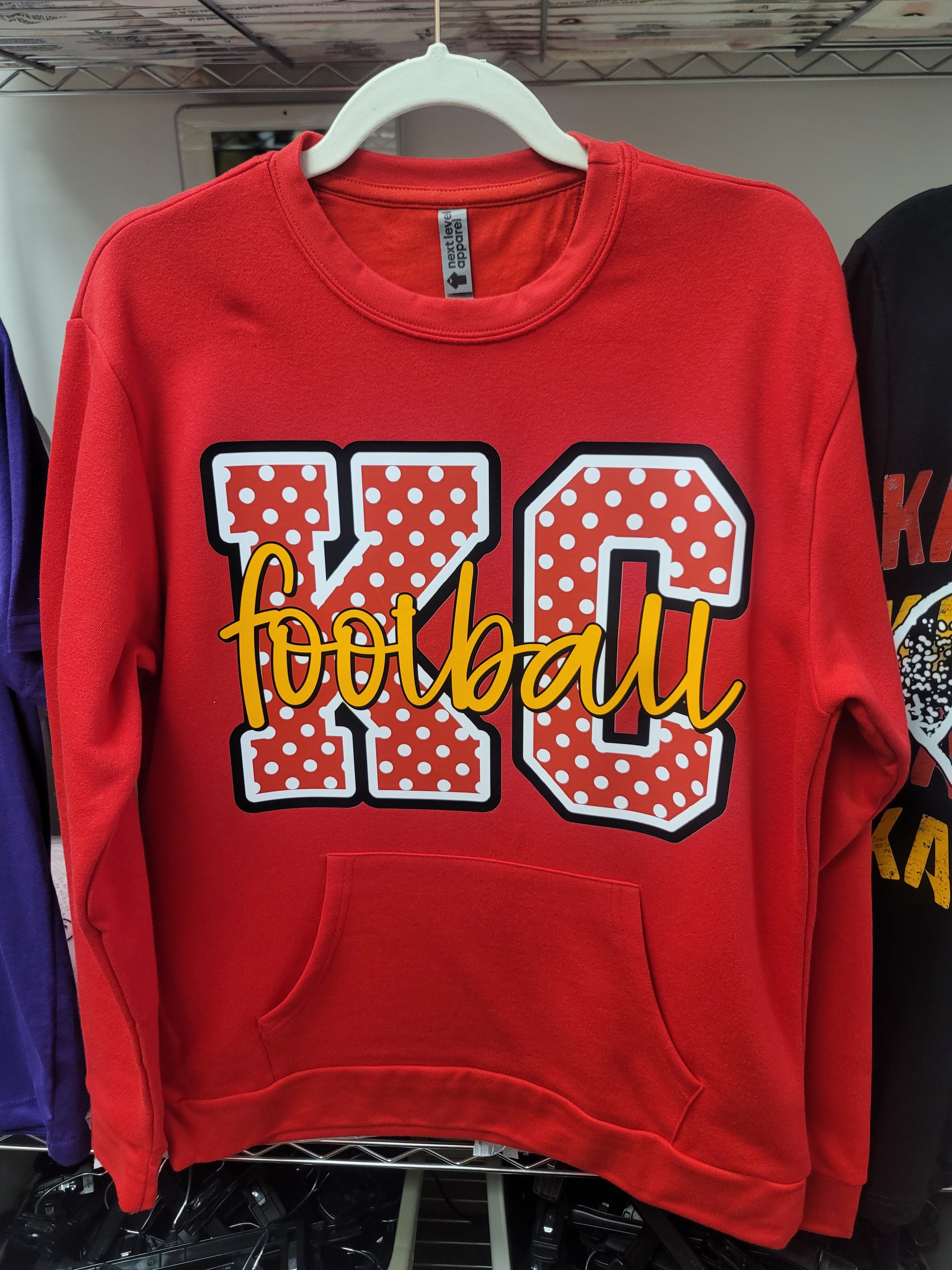 Polka Dot KC Pocket Fleece Crewneck Red