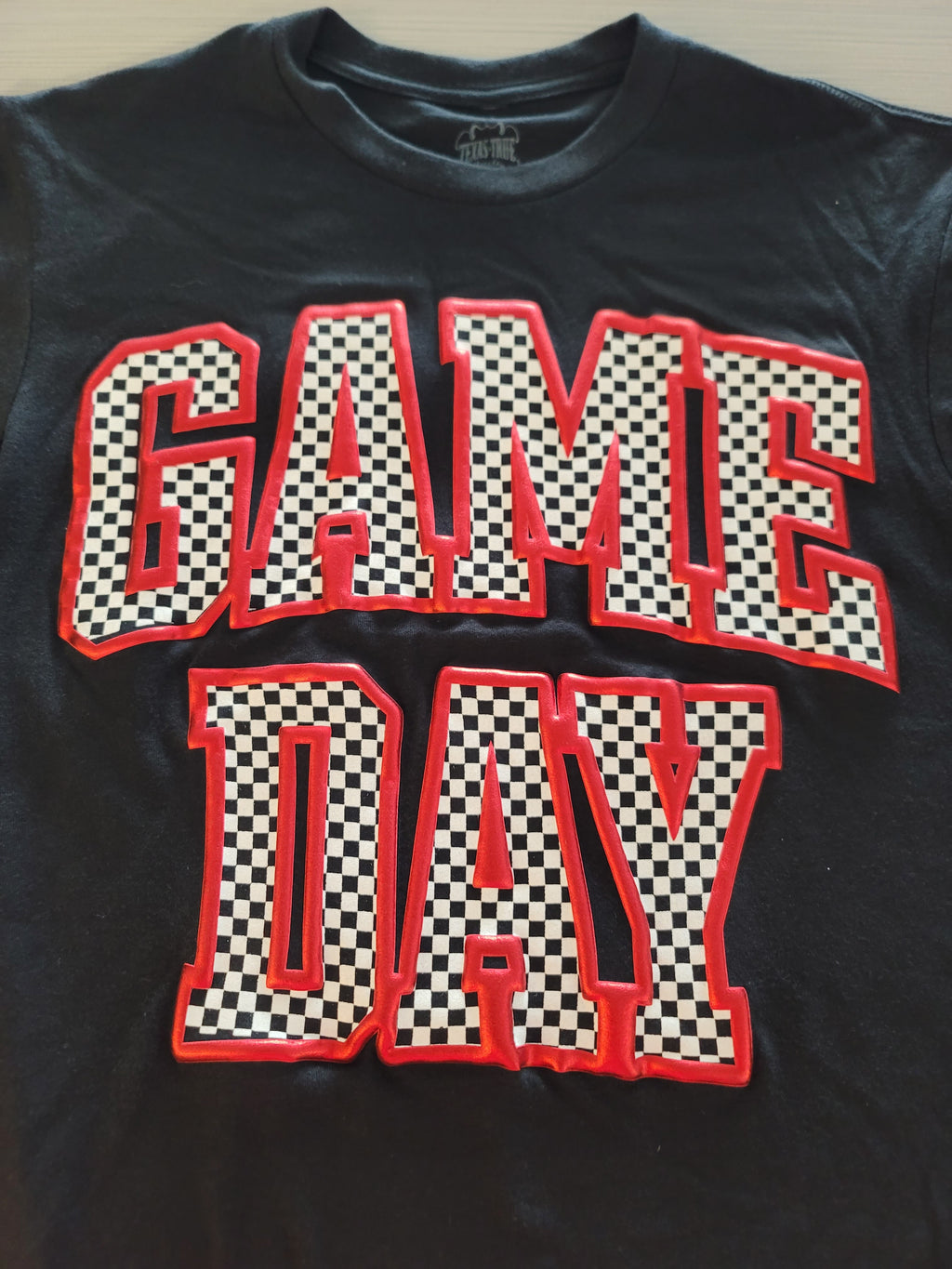 Checkered Metallic Puff Game Day Tee