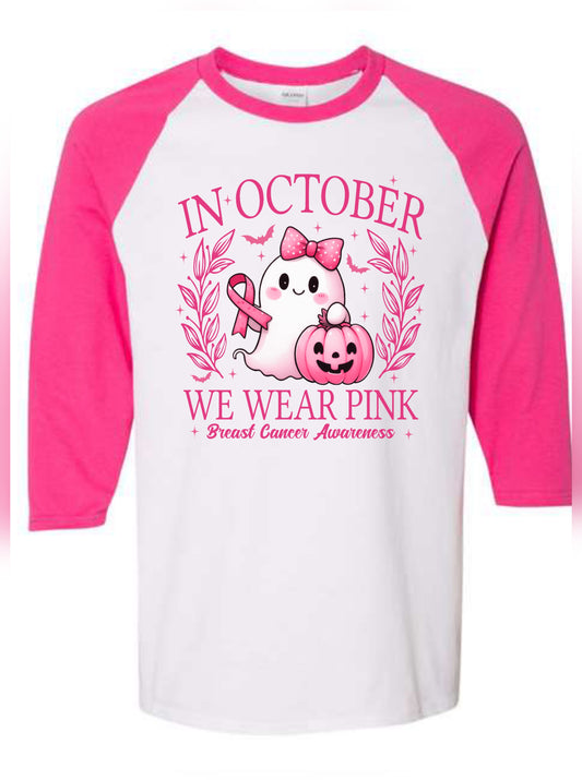 Pink In October 3/4 Raglan Sleeve Tee
