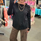 Urban Ribbed Leopard Print Wide Leg Pant