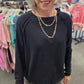 Zenana Cotton Raglan Thumbhole Top Black