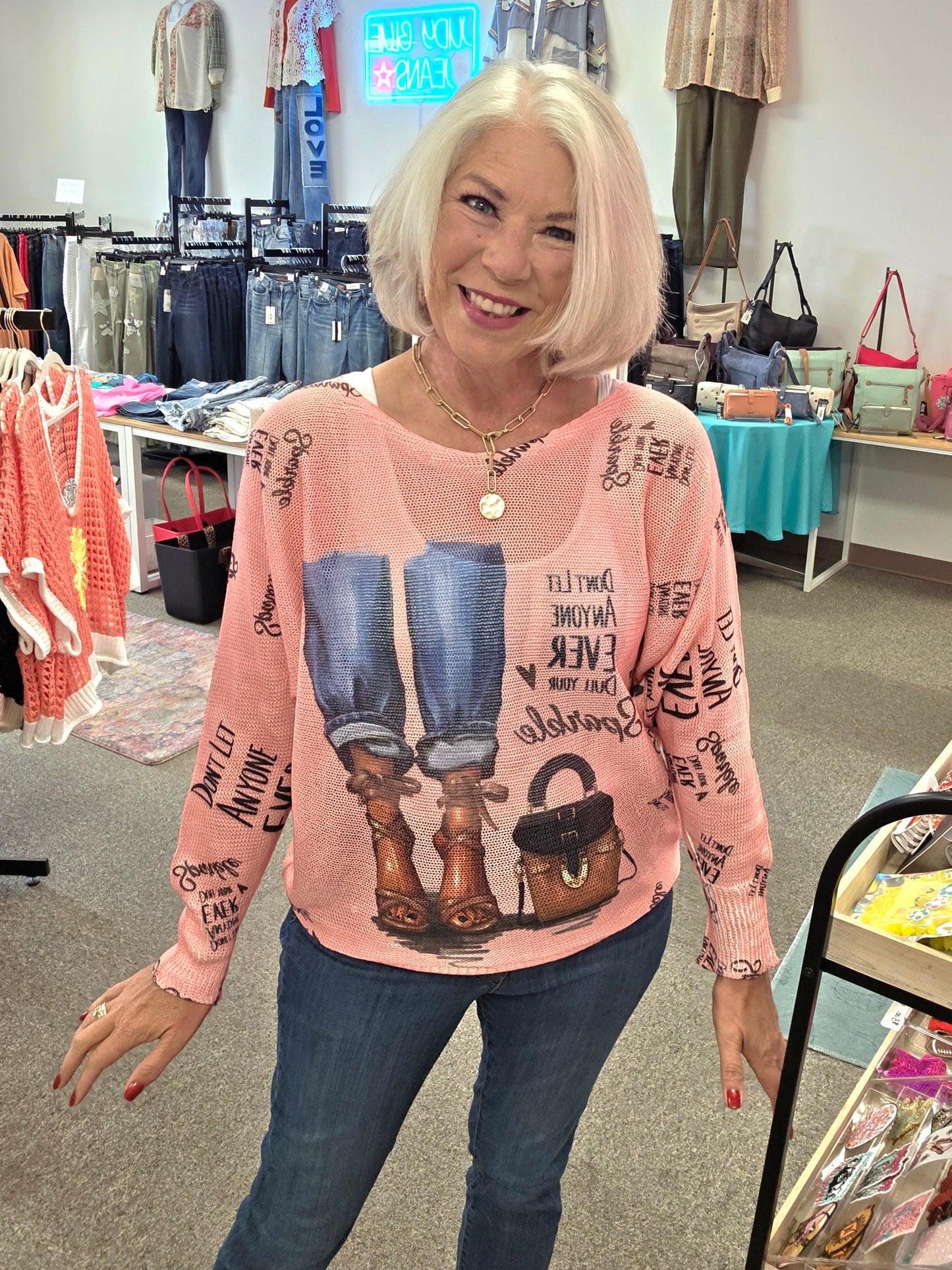 Don't Dull Your Sparkle LS Sweater Pink