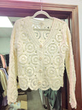 POL Chenille Crochet Cardigan Ivory One Size