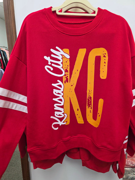 Big Kansas City Red Sport Stripe Pullover