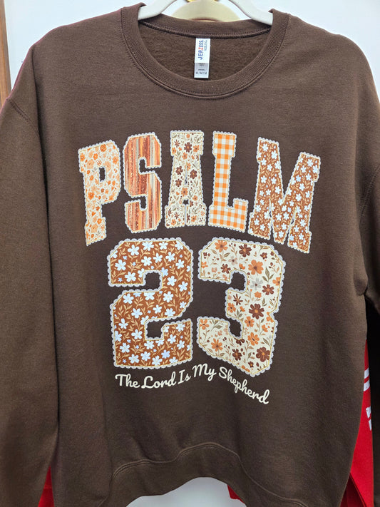 Psalm 23 Jumbo Graphic Dk Brown Fleece