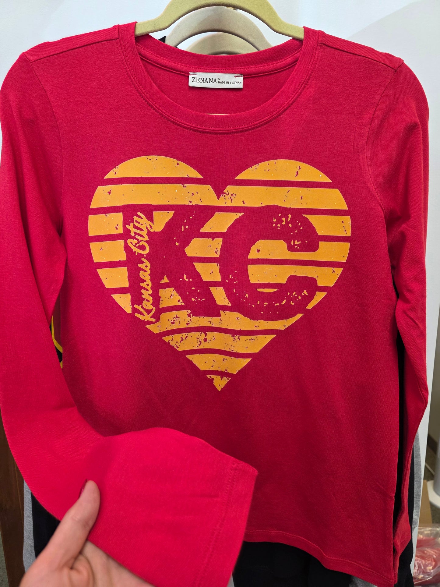 KC Big Heart LS Red Tee
