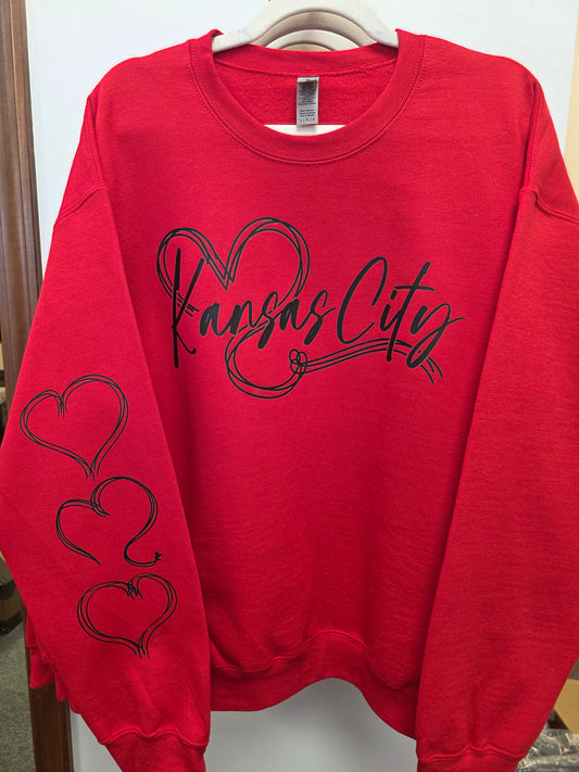 Kansas City Heart Sleeve Red Sweatshirt