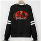 Faux Sequin KC Football Sport Stripe Black