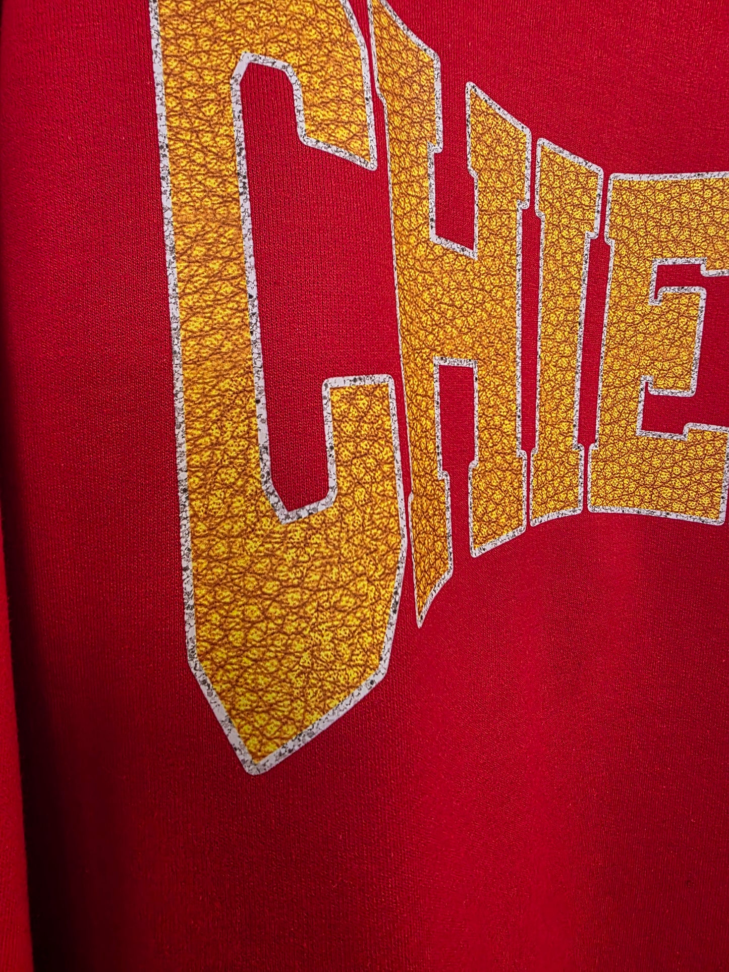 Faux Texture/Glitter Chiefs Sweatshirt Red