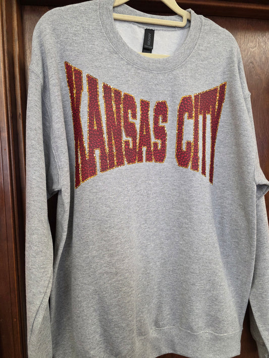 Faux Texture/Glitter KC Sweatshirt H Grey