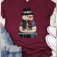 Patchwork Snowman Maroon Bella Canvas Tee or Sweatshirt *PREORDER*