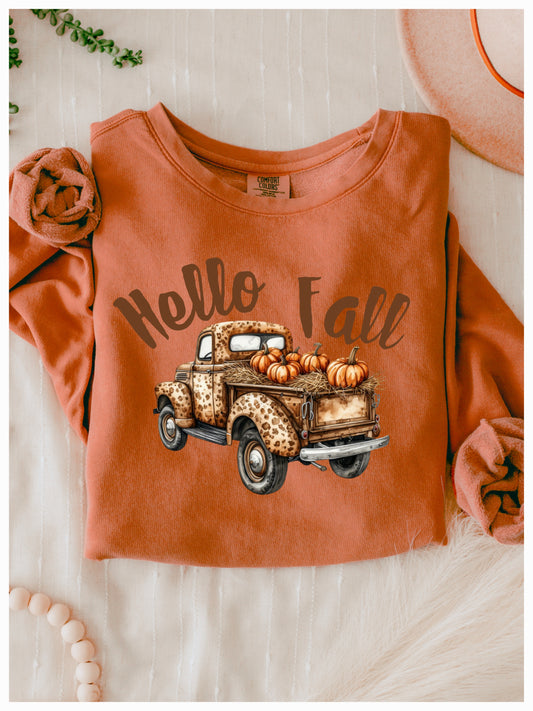 Fall Leopard Truck CC Yam Lightweight Fleece *PREORDER*
