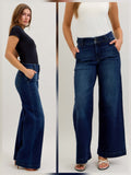 Judy Blue HW Double Button Wide Leg Dark