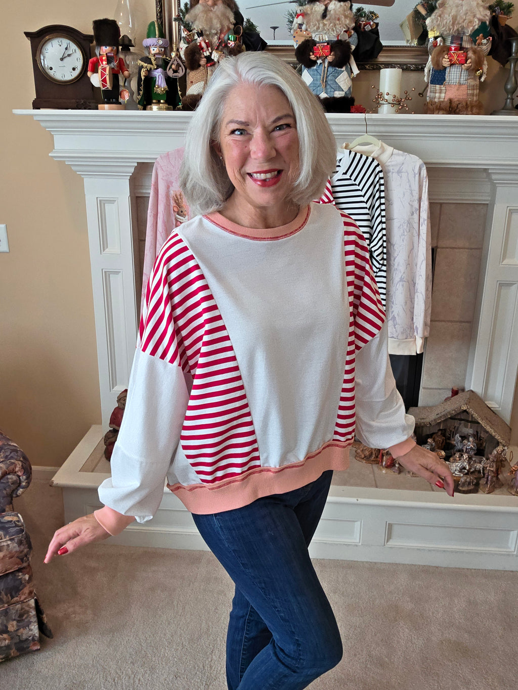 Red Side Stripe Pullover