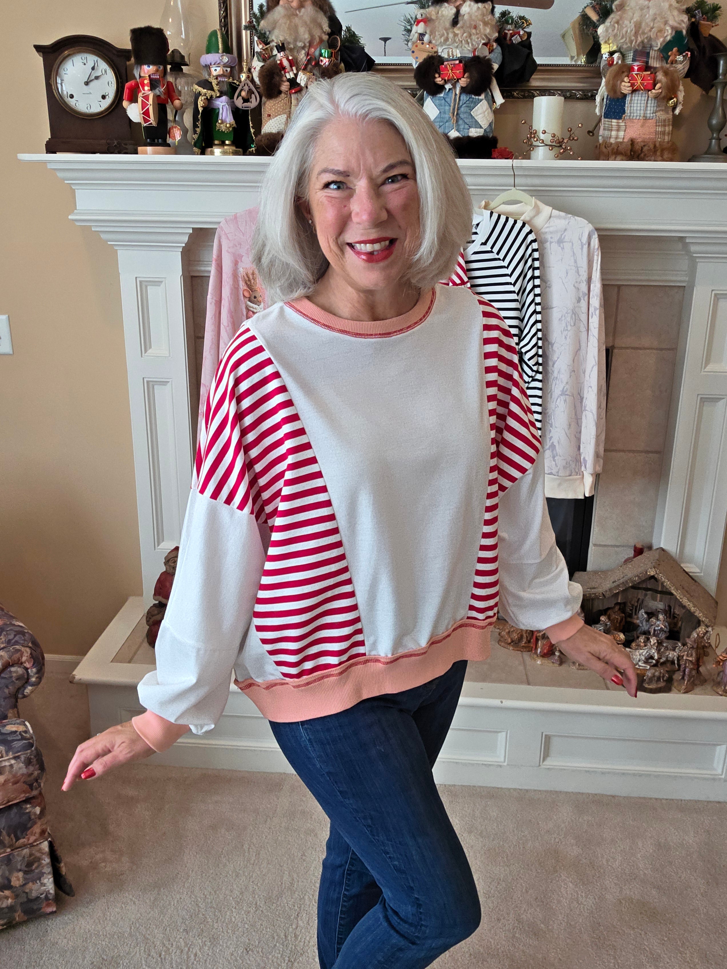 Red Side Stripe Pullover