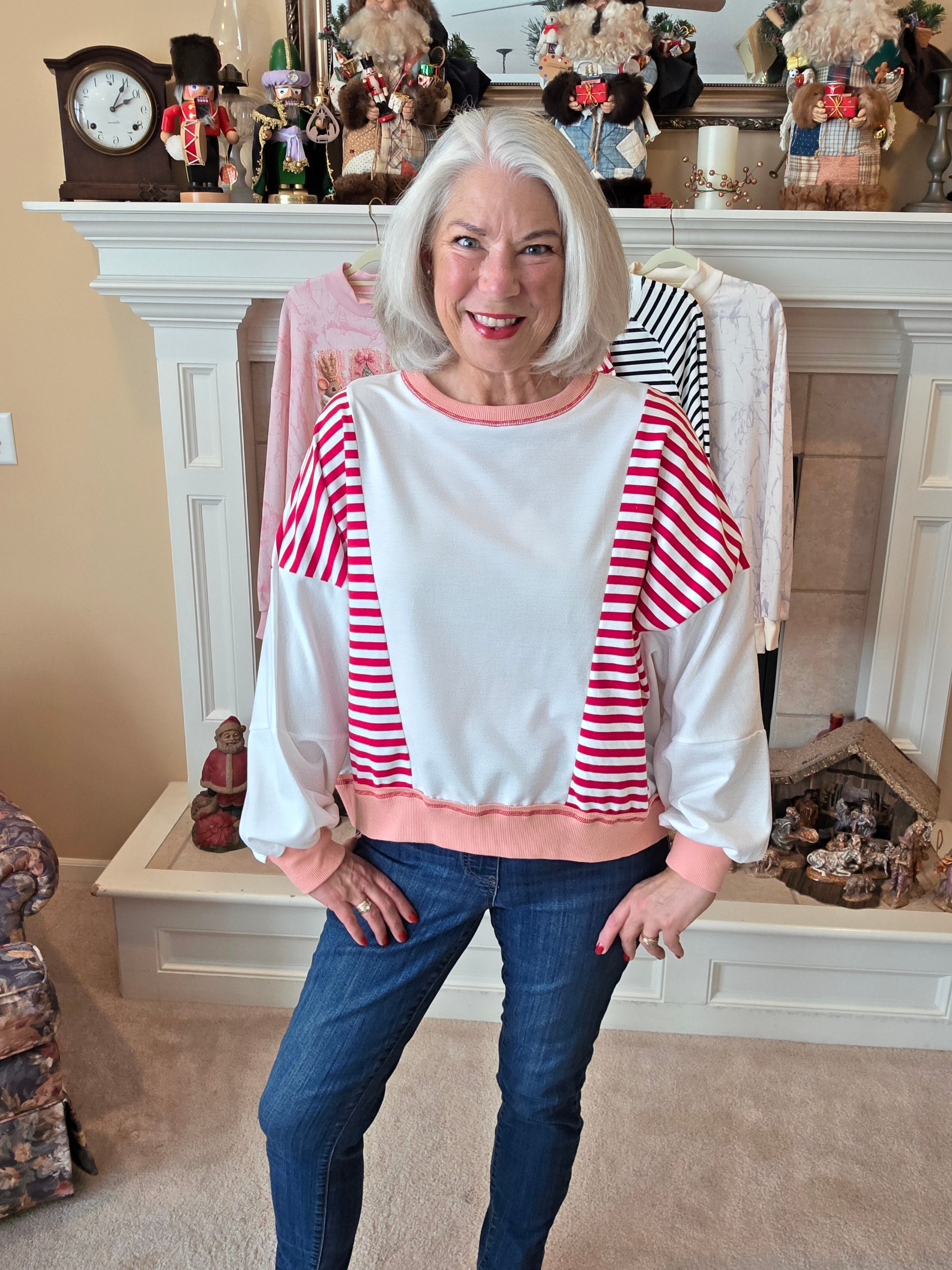 Red Side Stripe Pullover