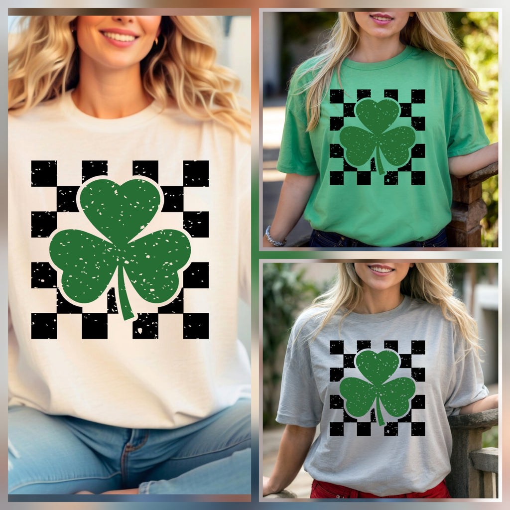 Checkered Shamrock Tee/Sweatshirt *PREORDER*