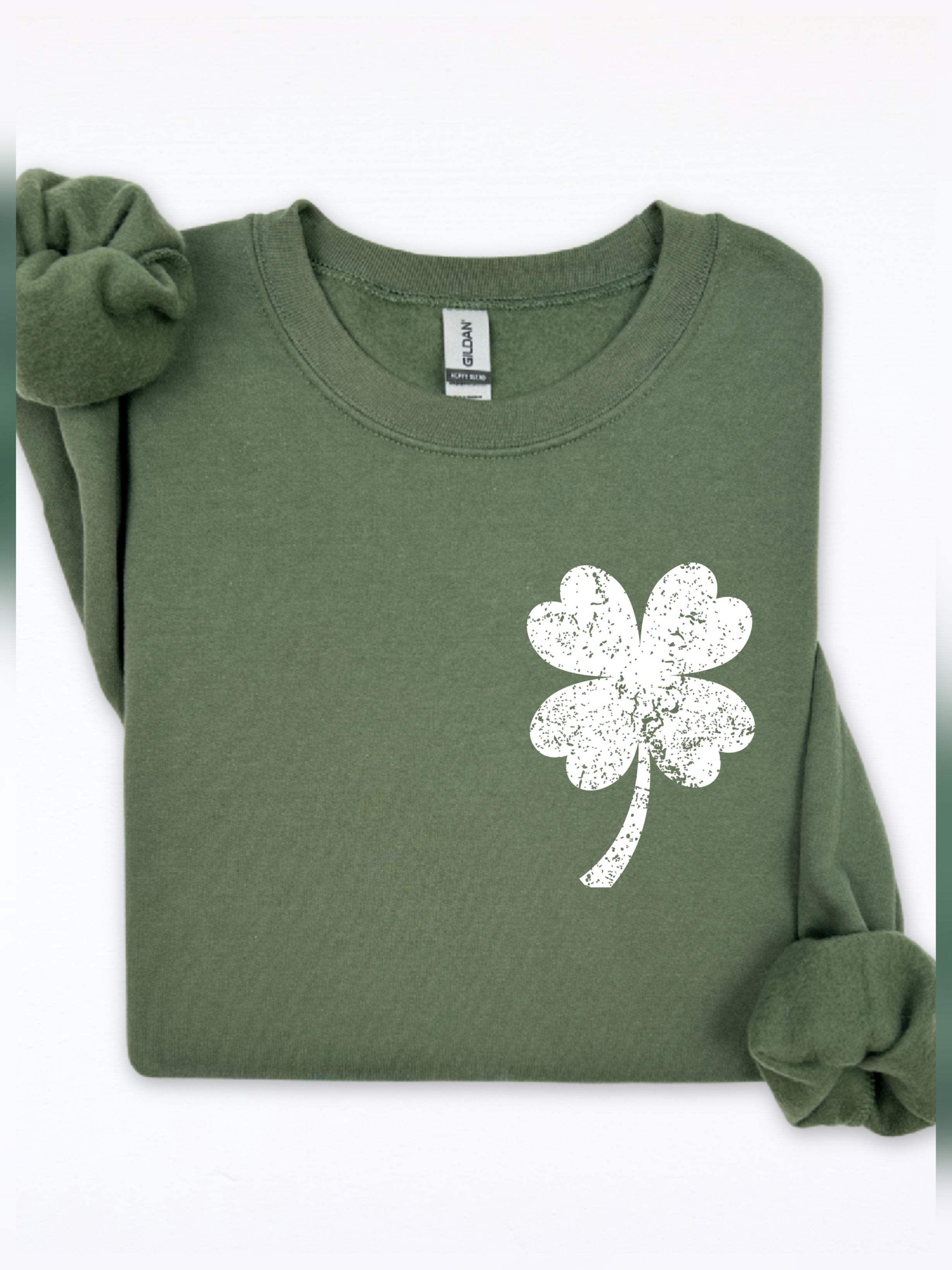 Pocket Distressed Shamrock Tee/Sweatshirt *PREORDER*