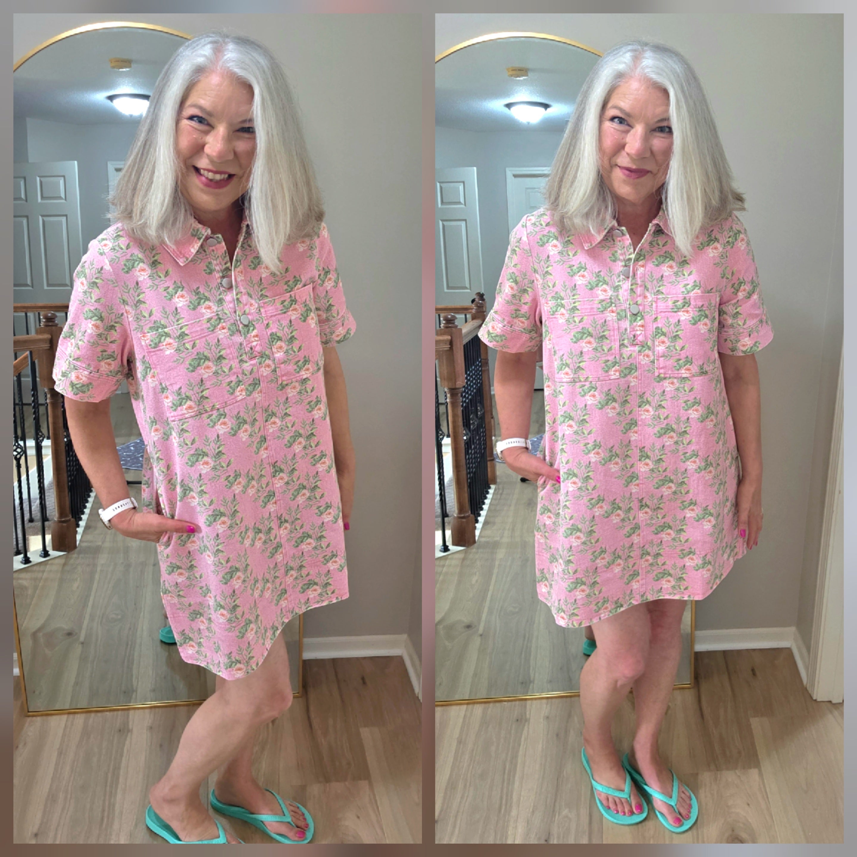 Pretty in Pink Floral Denim Dress