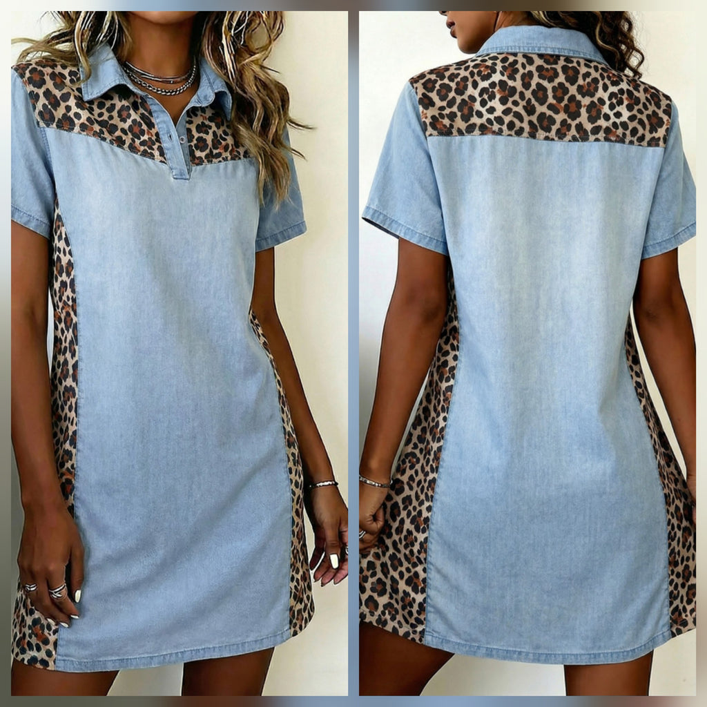 Denim Leopard Dress