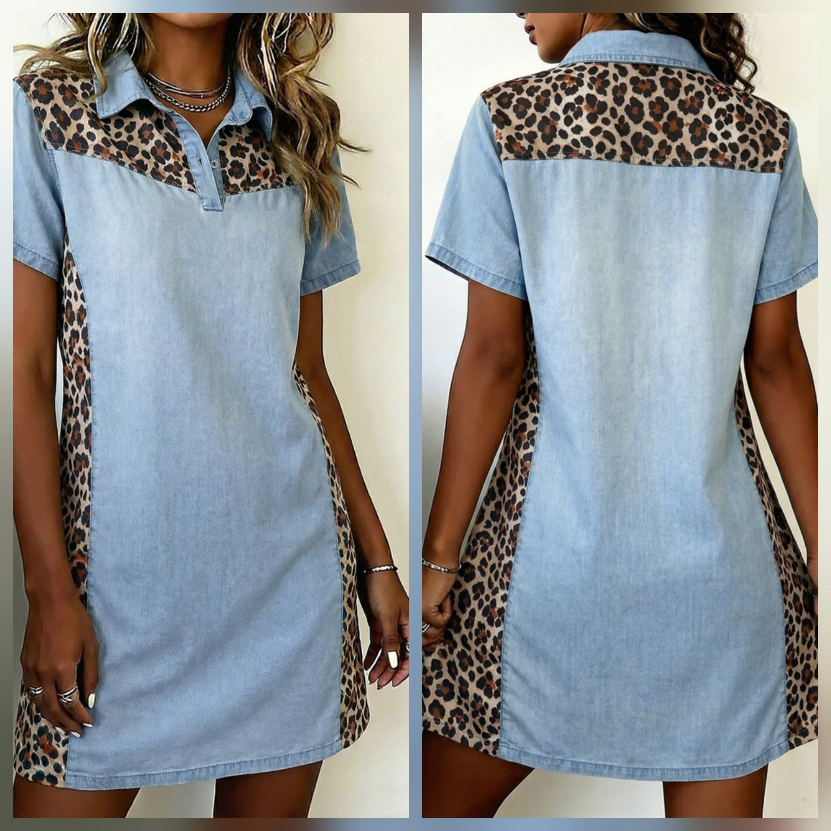 Denim Leopard Dress