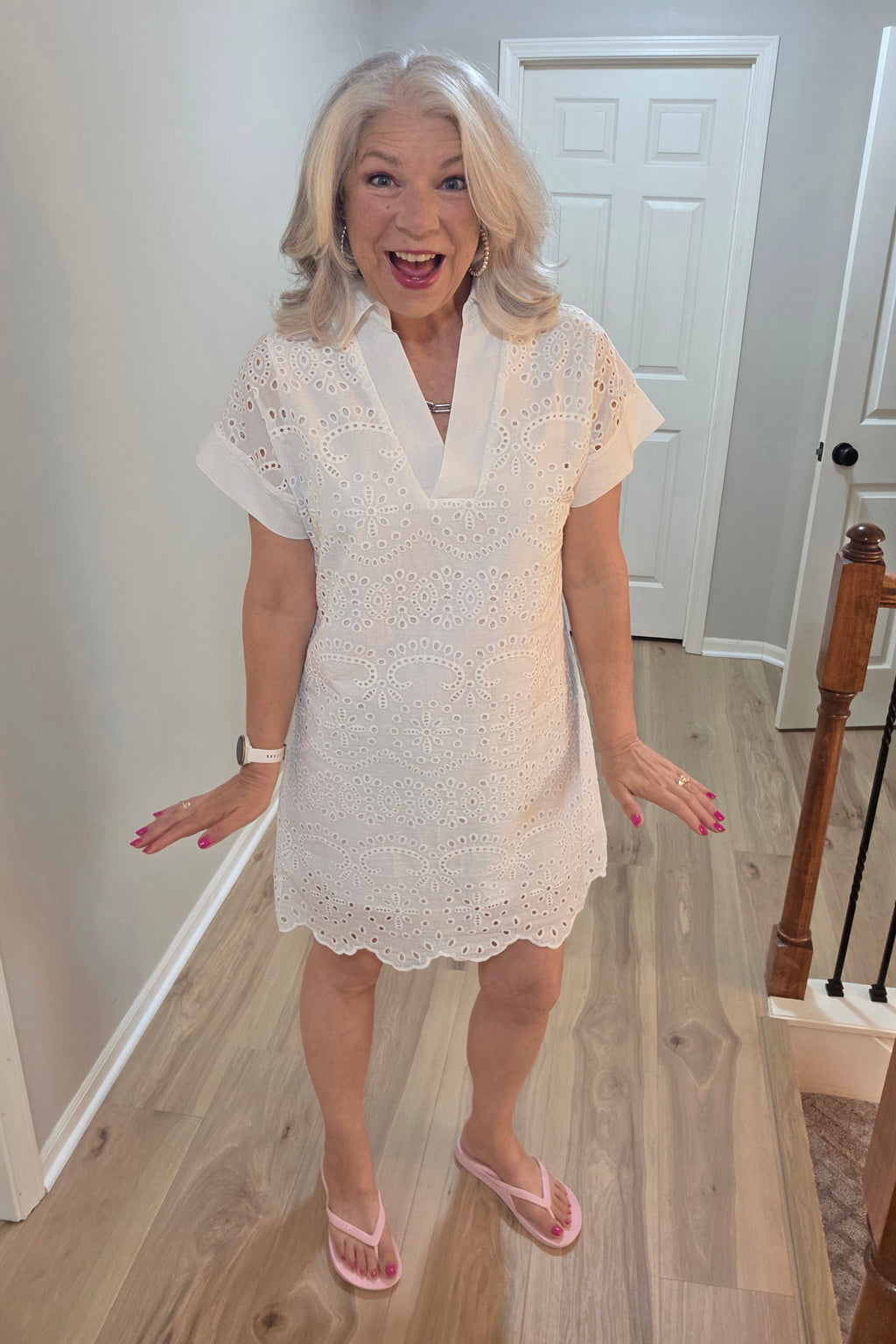 White Eyelet Embroidered Dress
