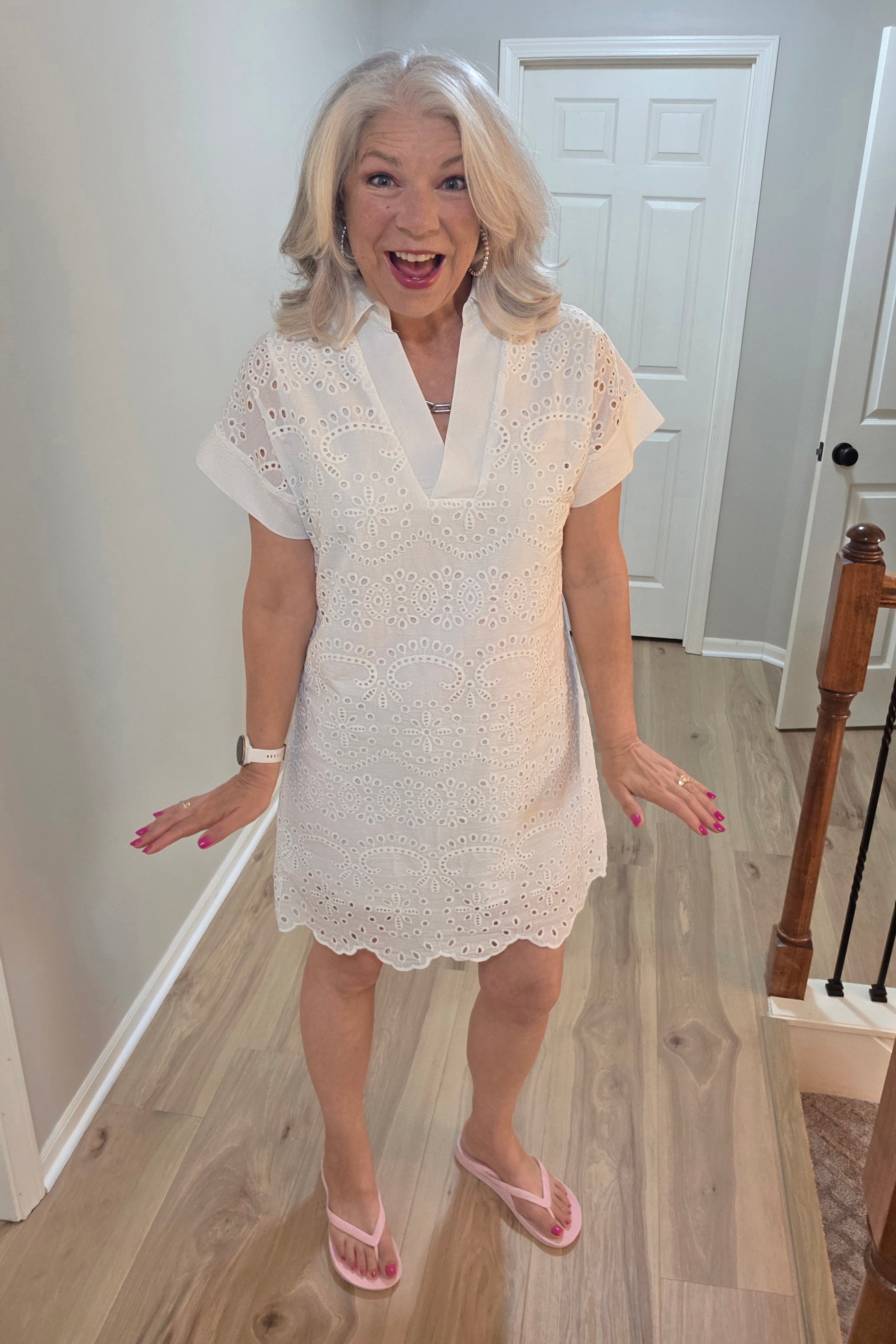 White Eyelet Embroidered Dress