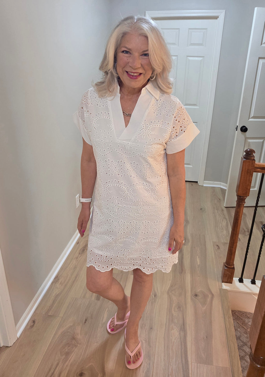 White Eyelet Embroidered Dress