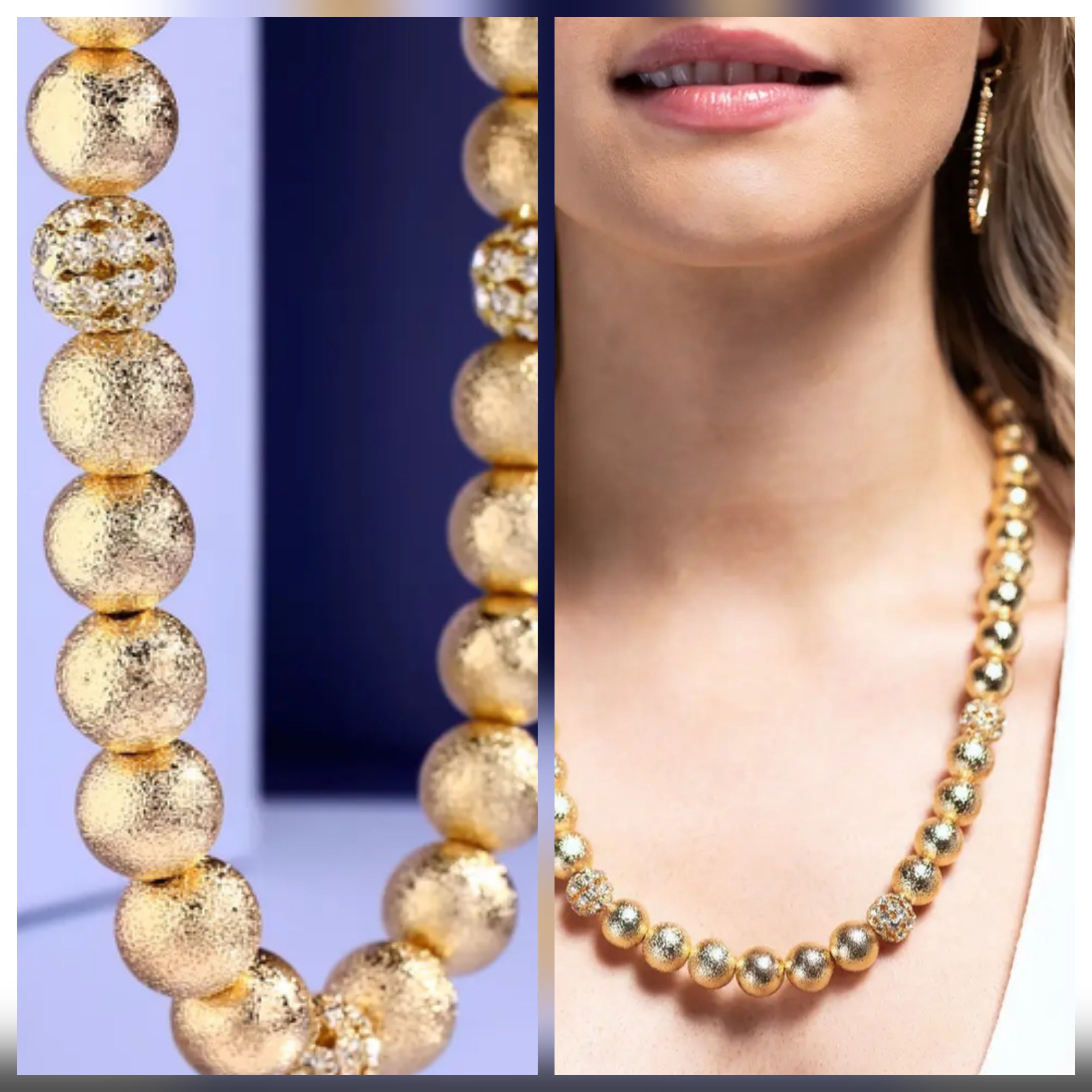 Gold Hammered Bead Necklace