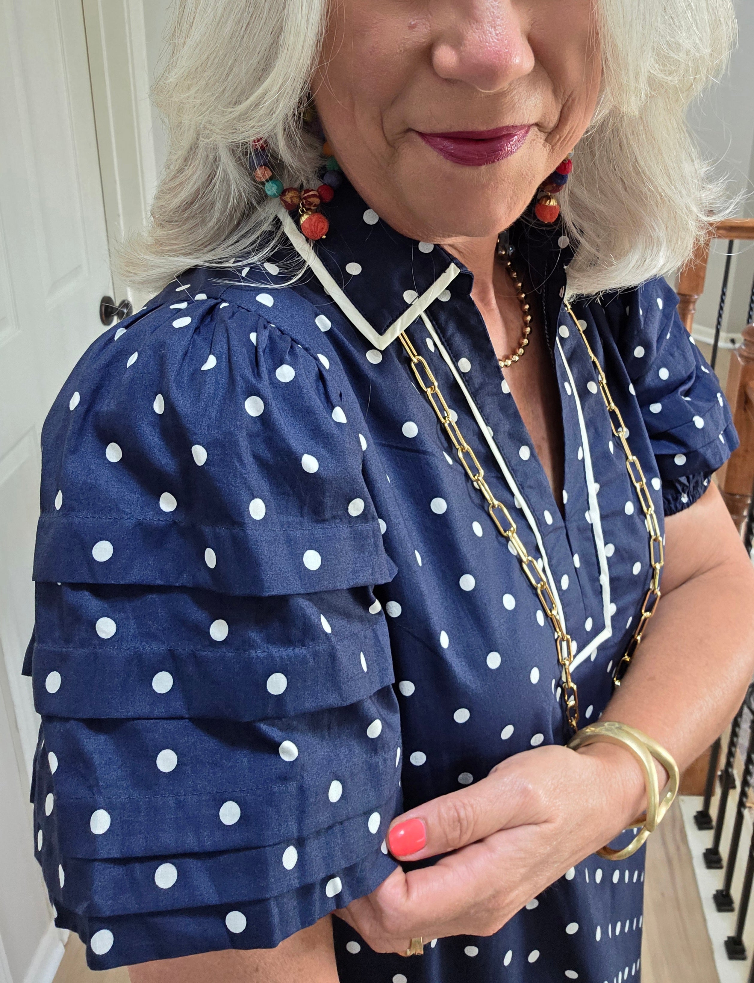 Entro Navy Polka Dot Dress