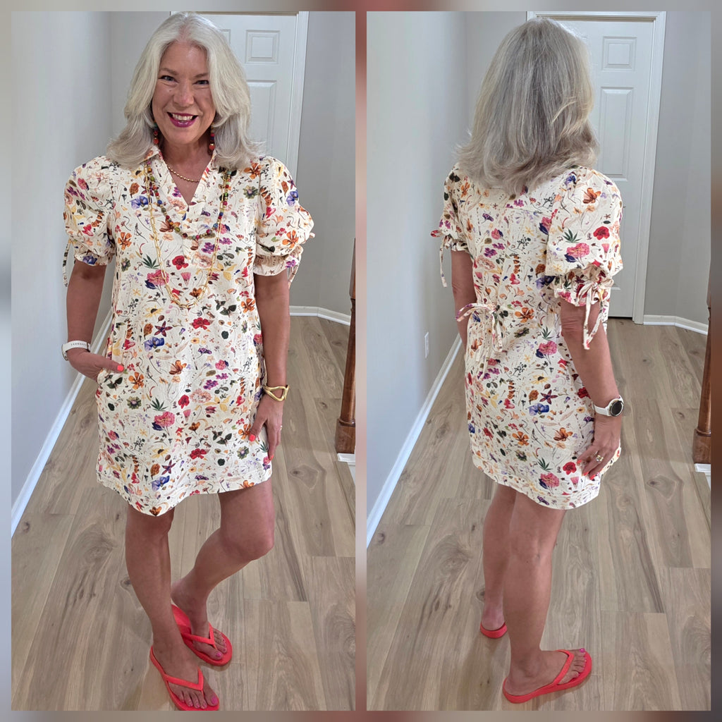 Entro Summer Garden Puff Sleeve Dress