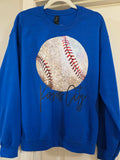 Faux Glitter Baseball Sweatshirt