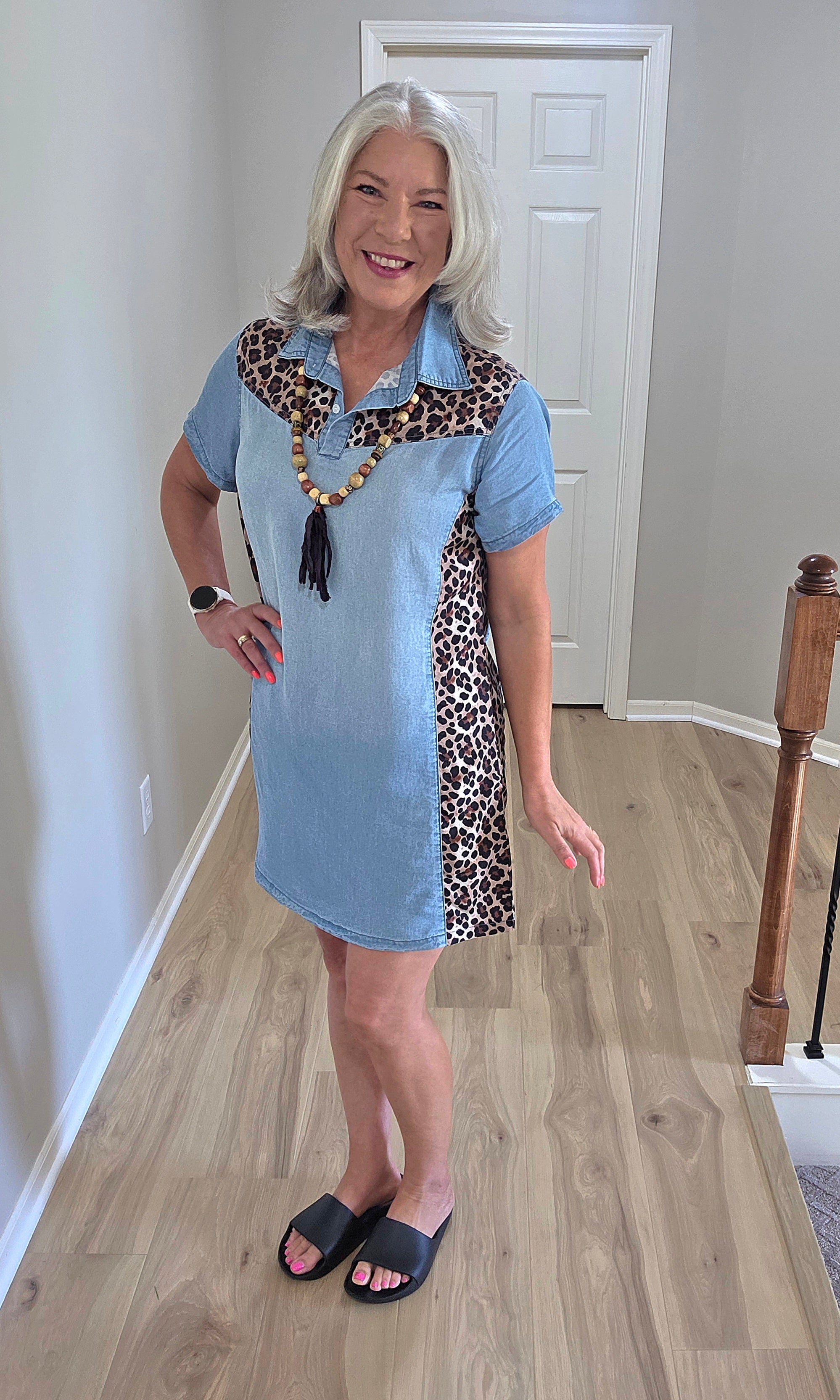 Denim Leopard Dress