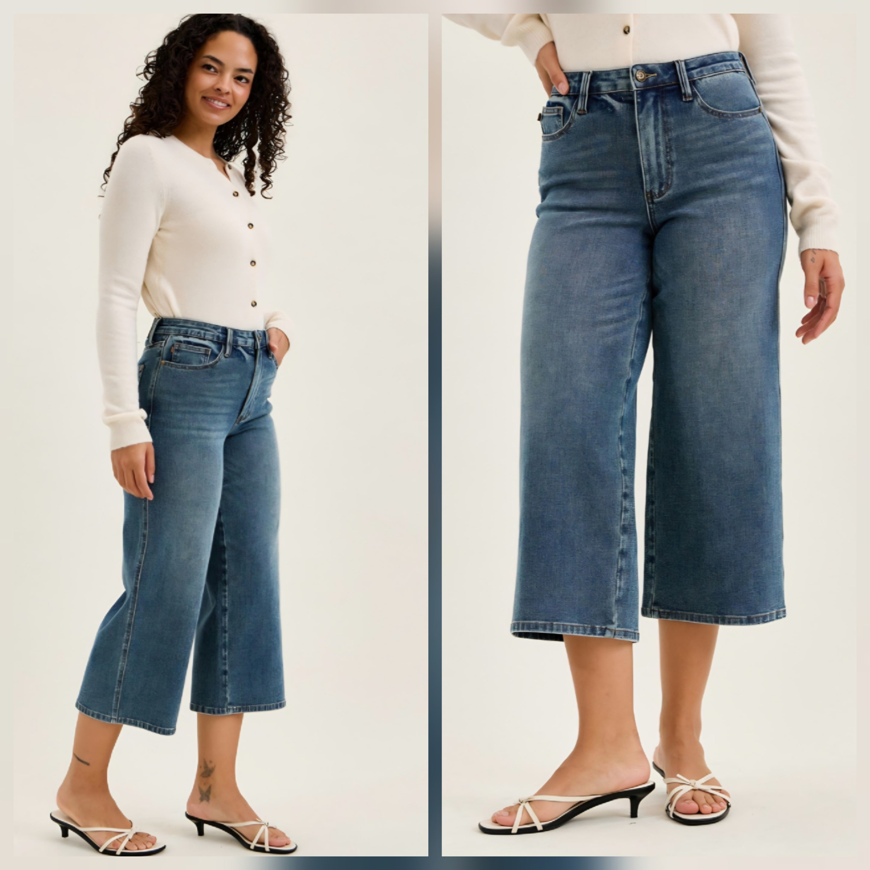 Judy Blue Dottie Wide Leg Crop Jean