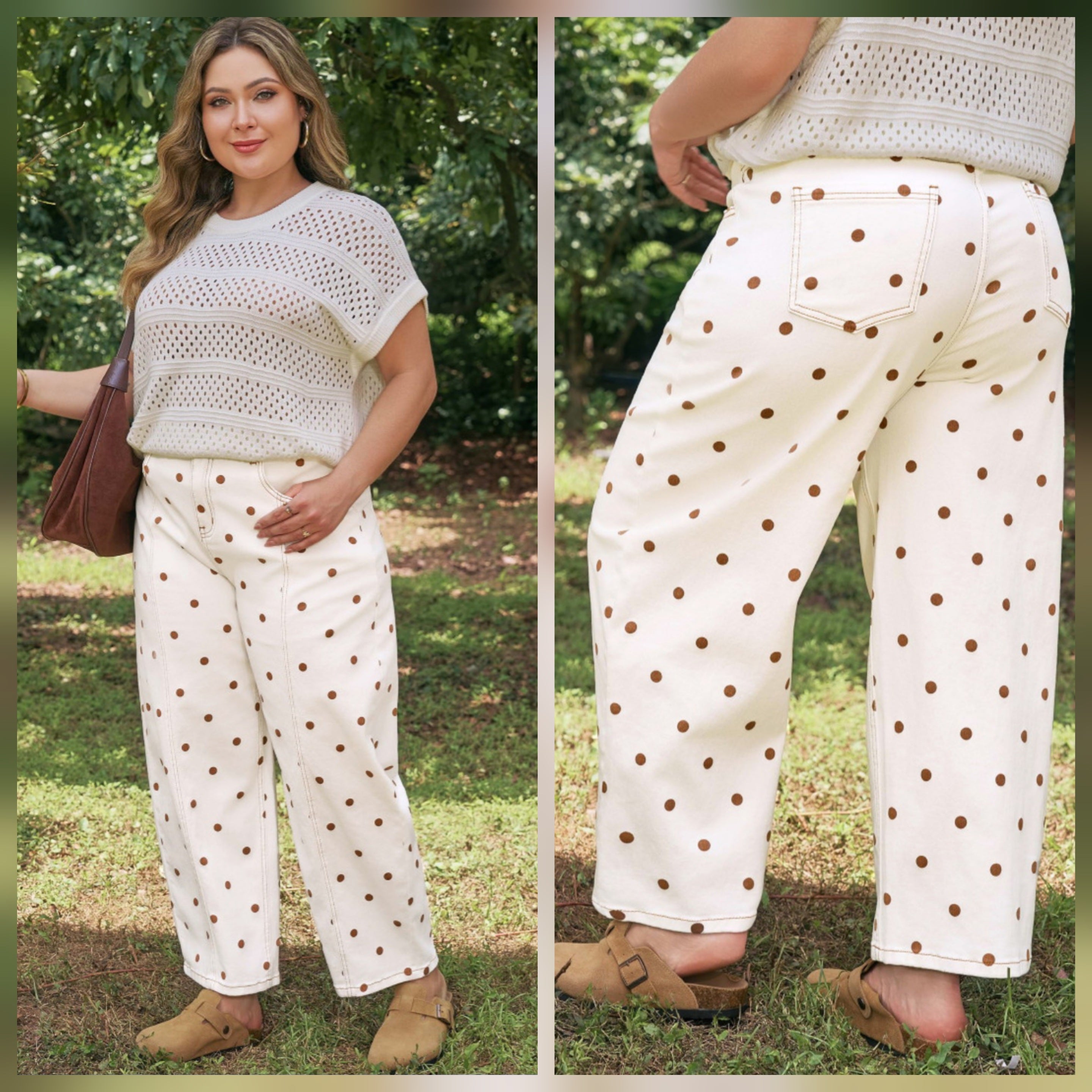 Brown Polka Dot Plus Size Jeans *PREORDER*