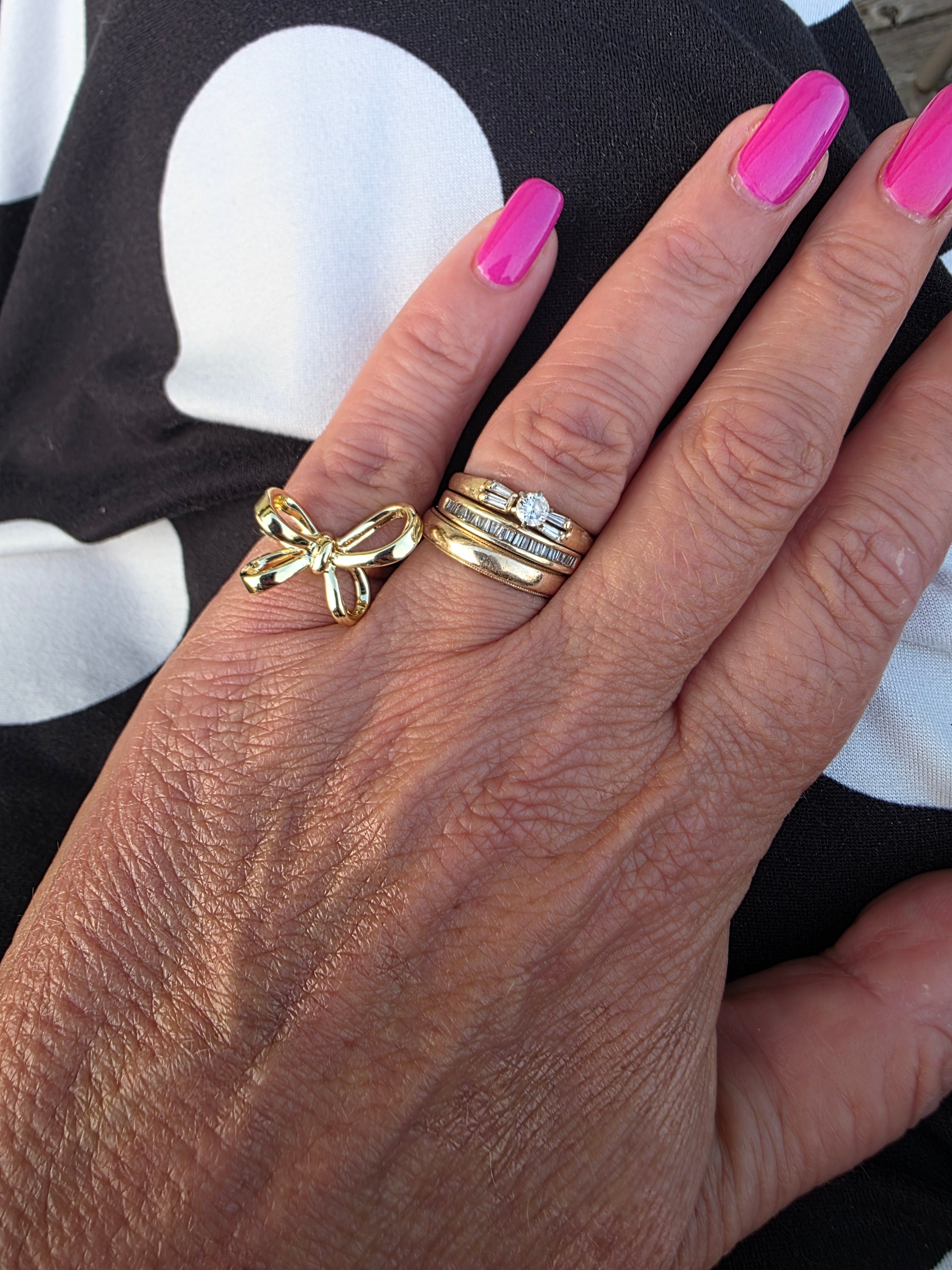 Gold Plated Adjustable Bow Ring