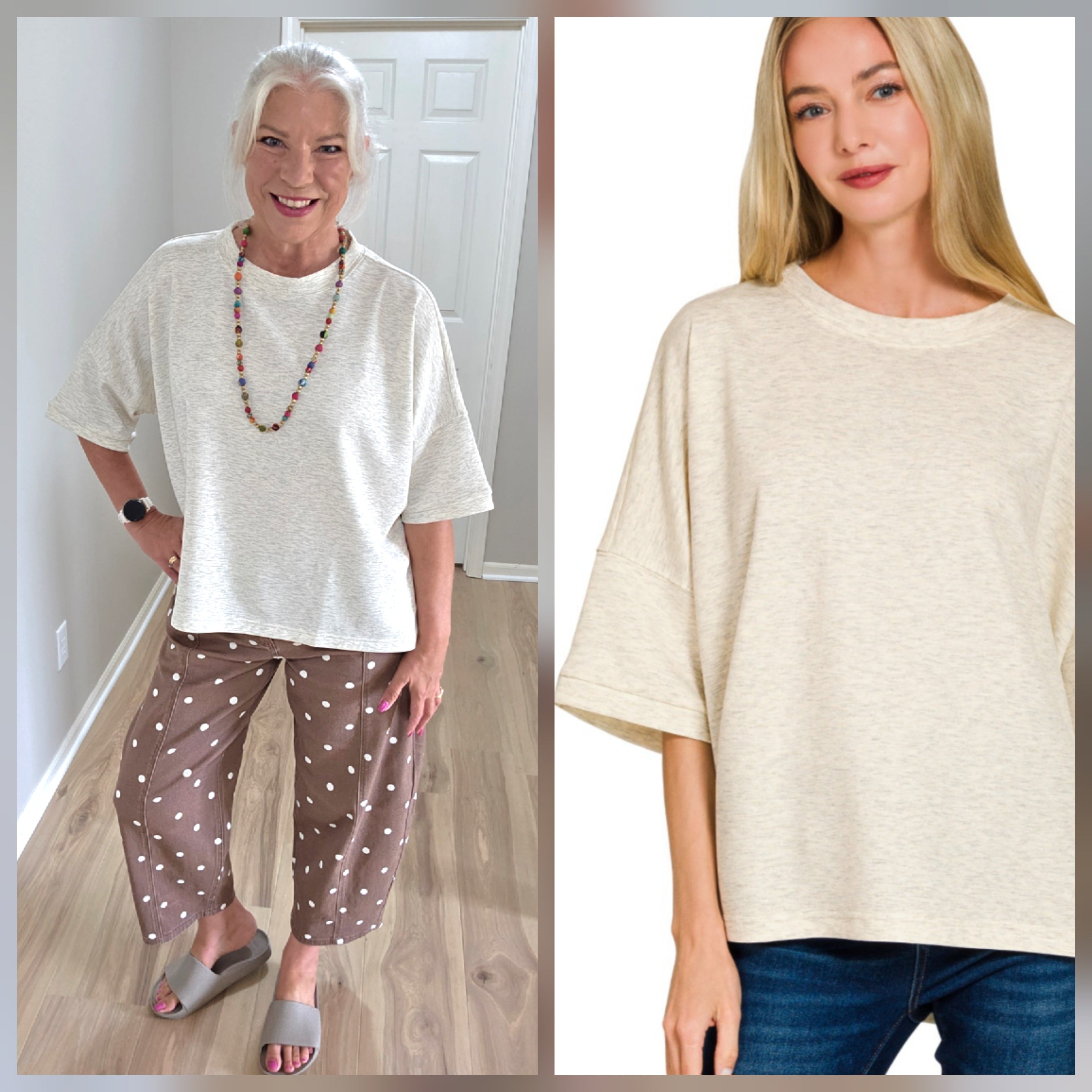 Scuba Round Neck Tunic Heather Vanilla