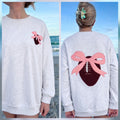 Chenille Embroidered Front/Back Football with Pink Bow Pullover *PREORDER*