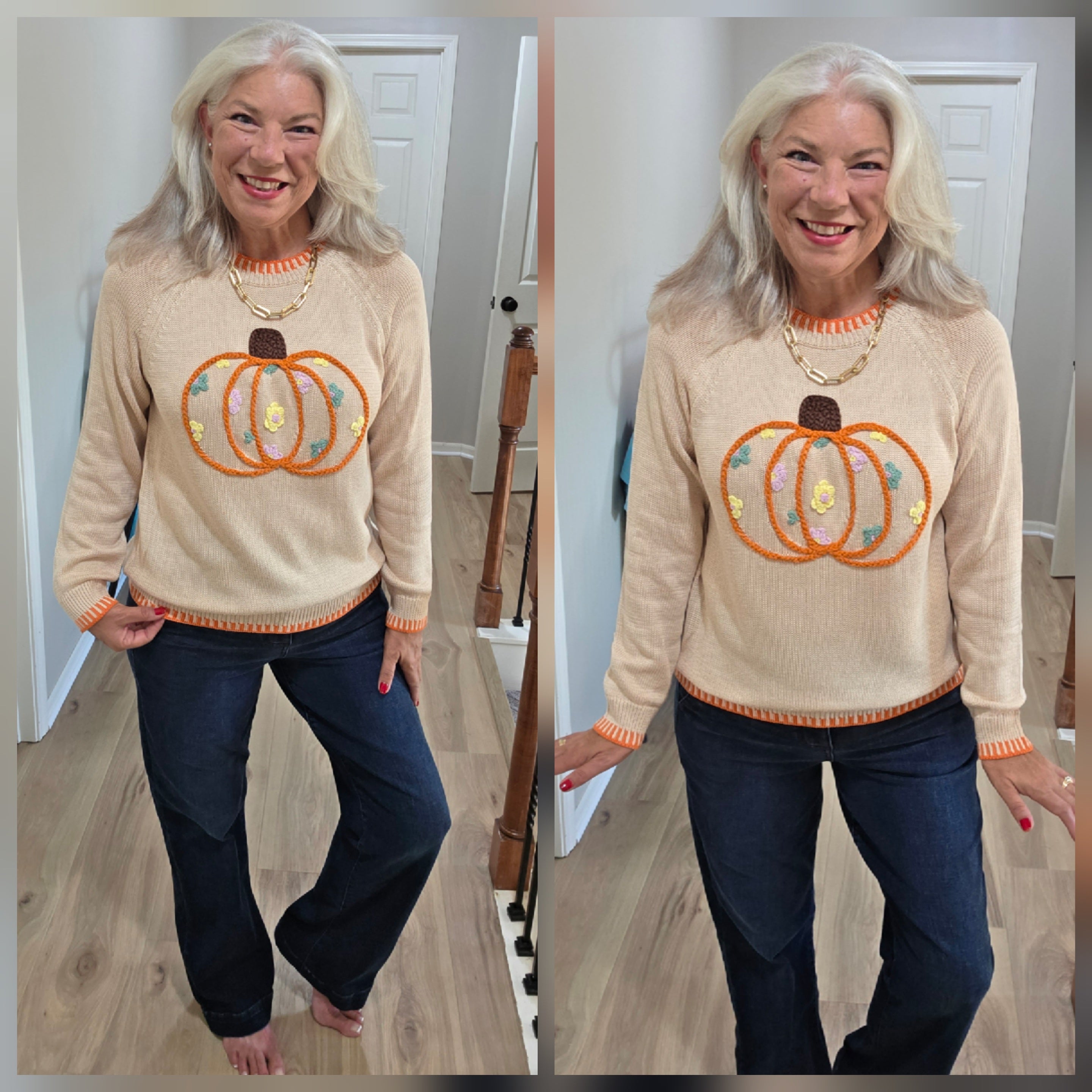Pumpkin Embroidered Sweater *PREORDER*