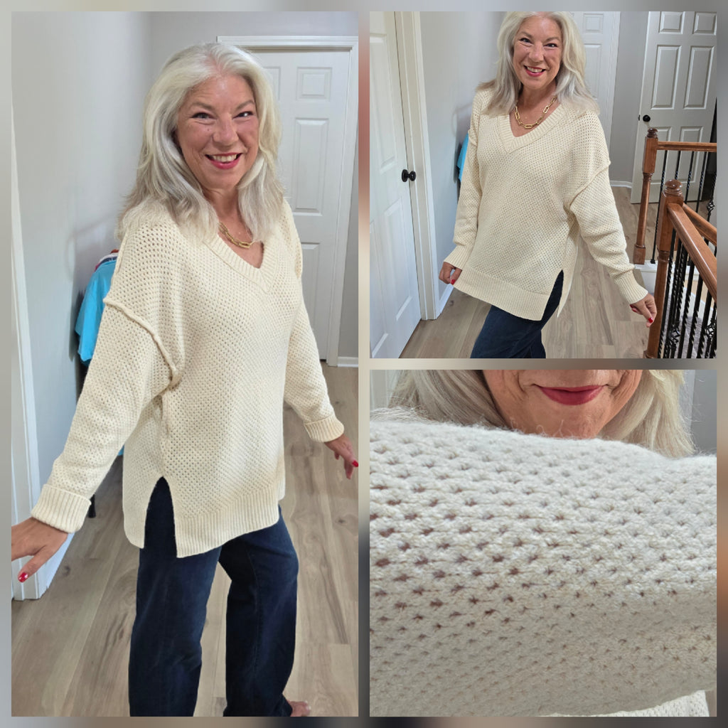 V-Neck Sweater Tunic Parchment *PREORDER*